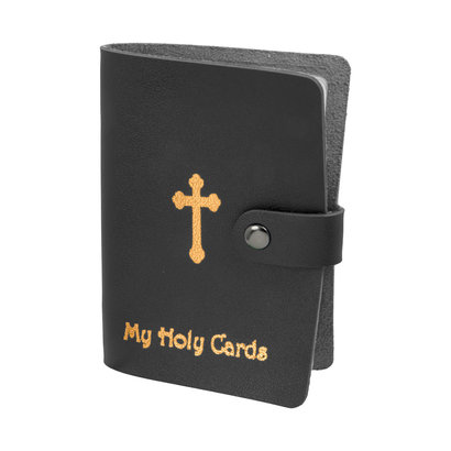 Black Gold Stamped Leatherette "My Holy Cards"