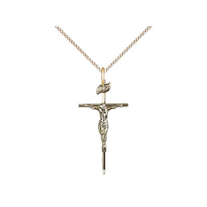 14 kt Gold - GF Crucifix, GF 18" LT curb CH CO4-LC/20