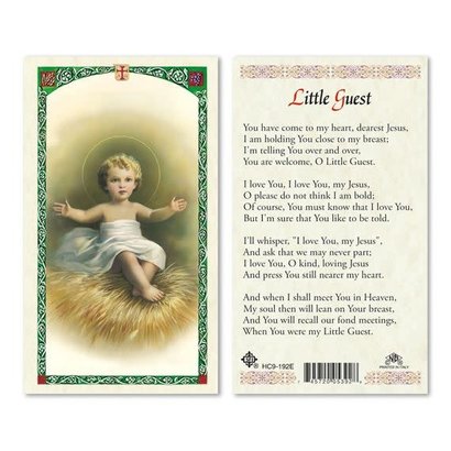 Little Guest Laminated Holy Card, Printed in Italy