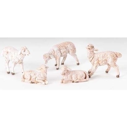 5" Scale Fontanini 5 Pc Set of White Sheep