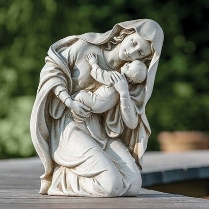 Kneeling Madonna and Child Garden Statue, 13.5 "