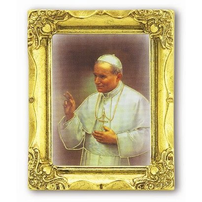 St. John Paul II 3x2 Gold Frame