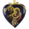 Adoring Holy Family Heart Shaped Decoupage Ornament