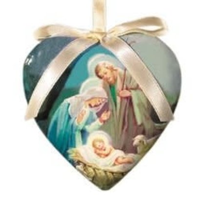 Sleep in Heavenly Peace Heart Shaped Decoupage Ornament single