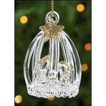 Spun Glass Slat Nativity Ornament
