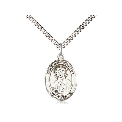 St. Dominic Savio, 3/4x1/2, SS, 24" Rhodium Coated Chain