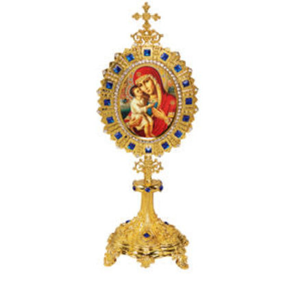 Monstrance - Reliquary Style Icon Shrine Madonna and Child 6 1/2 Inch