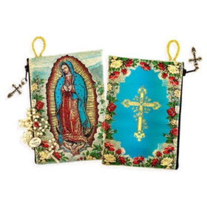 Our lady of Guadalupe Cross on The Back Side Rosary Icon Pouch 5 3/8"x4"