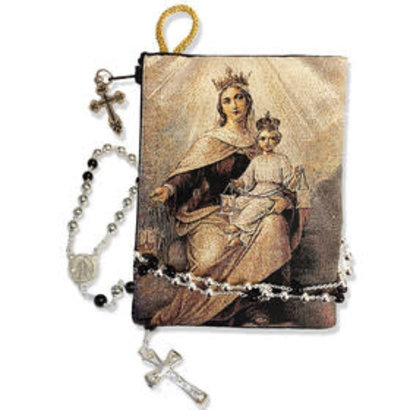 Reversible Blessed Virgin Mary Our Lady of Mount Carmel Icon Rosary Pouch 5 3/8"x4"