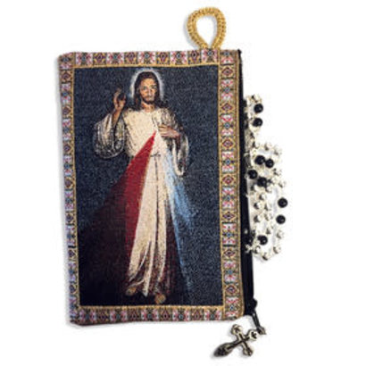 Divine Mercy Two Sided Rosary Pouch Keepsake Holder 5 3/8"x4"