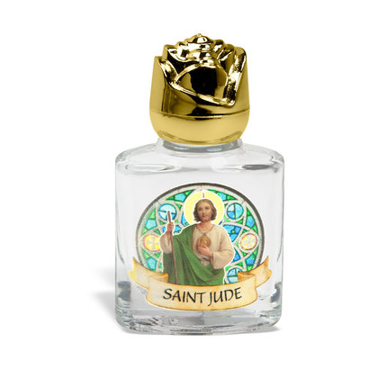 Saint Jude Glass Holy Water Bottle 2" .5oz