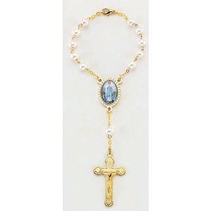 Our Lady of the Highway Auto Rosary, Imitation Pearl Beads