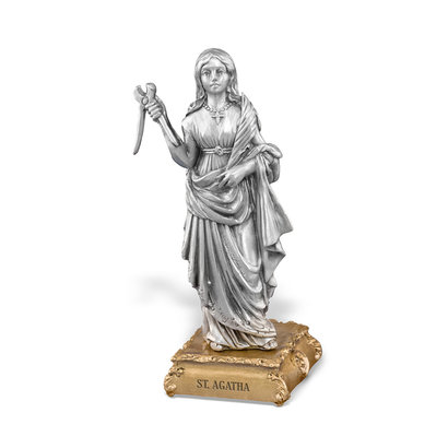 St. Agatha Pewter Statue On Base 4 1/2"
