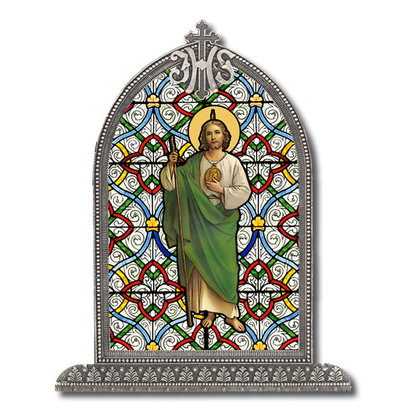 St.Jude Textured Italian Art Glass in Arched Frame