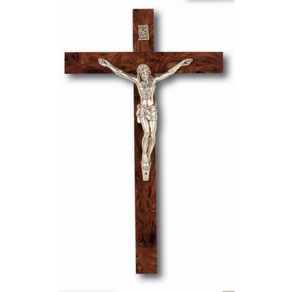 10" Wood Crucifix with Metal Corpus Boxed