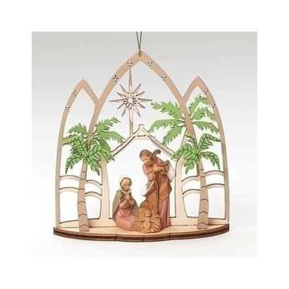 Holy Family Ornament, Laser Cut Triptych 5"H
