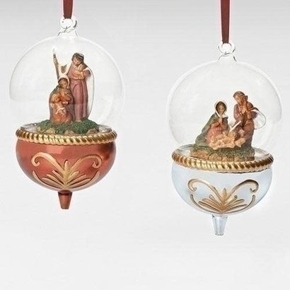 6"H Holy Family Glass Dome 2A Ornament