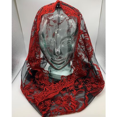 Infinity Chapel Veil Black with Red