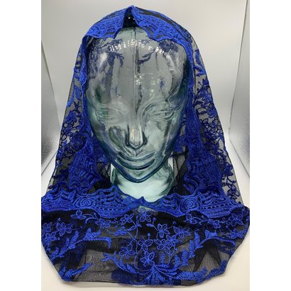 Infinity Style Veil, Mantilla, Blue withBlack