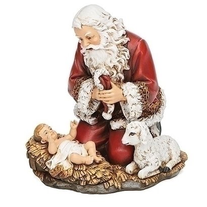 Kneeling Santa w/baby, 5"