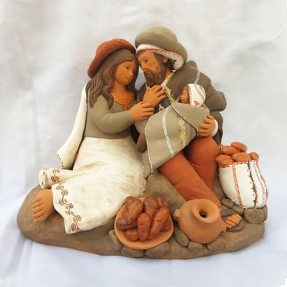Holy Family with Bread Ceramic Nativity