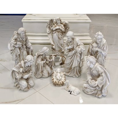Nativity Set Marble Off White Color, 11 PCS , 12"H