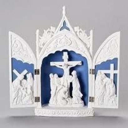 Triptych w/ Crucifix, 14"H