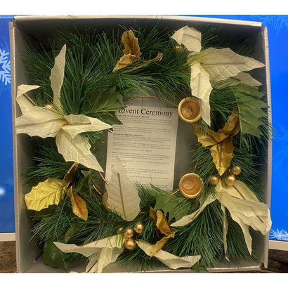 Advent Wreath 14" with Poinsettia and Greenery