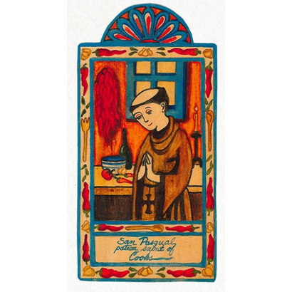 San Pasqual Retablo Pocket Saint - Patron of Cooks, Shepherds & Sheep