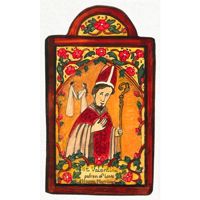 Pocket Size St. Valentine Retablo -Love, Happy Marriage