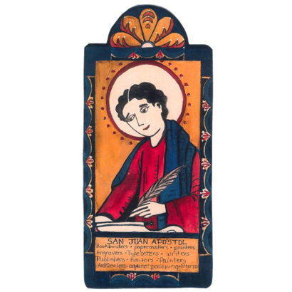 San Juan Retablos Pocket Saint- Patron of Writers. Editors, Publishers, Printers
