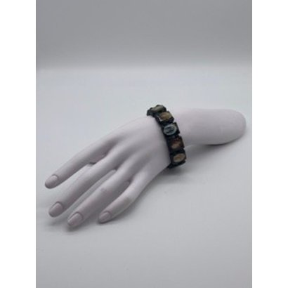 Wooden Stretch Saints Bracelet, Black