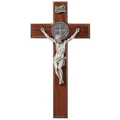 10" St. Benedict Crucifix - Antique Silver
