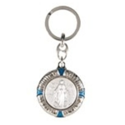 Miraculous Medal Nickel Enameled Keychain