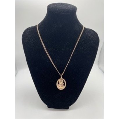Our Lady of Perpetual Help Oval Rose Gold on 18" Chain