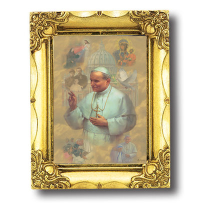 BLESSED JOHN PAUL II 4.5"X3" ANTIQUE GOLD FRAME