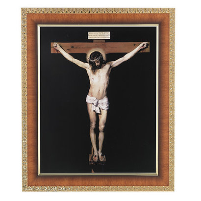 Cherry Framed w/ an 8"x10" Crucifix Print