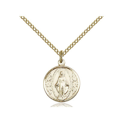 14kt GF Miraculous Medal on 18 inch GF Chain