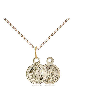 14kt GF St Benedict Pendant on 18 inch GF chain