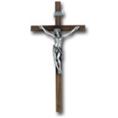 12" Walnut Cross with Antique Silver Corpus