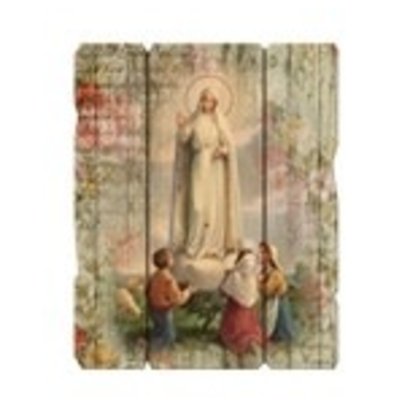 Our Lady Of Fatima Large 7 1/2X9" Vintage Plaque With Hanger