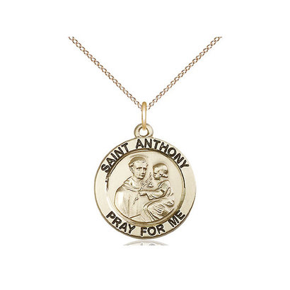 St Anthony of Padua14kt Gold Filled Pendant on a 18 inch Gold Filled Light Curb Chain