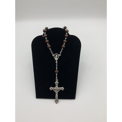 Auto Rosary 6mm Dark Brown Wood Bead