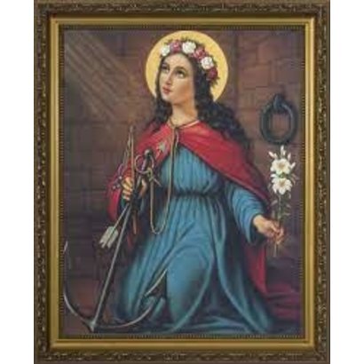 St. Philomena, Fine Art Print Under Premium Clear Glass, 13 X 16 Gold Frame