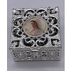 Our Lady of Grace Stainless Steel Silver Finish Filigree Rosary Box