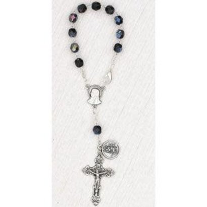 Black Glass 6mm Bead-Auto Rosary
