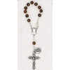 Wood 6mm Bead Auto Rosary with Premium Centerpiece With St. Christopher Medal