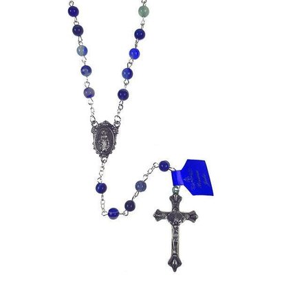 Multi-Color Jade Auto Rosary - Dark Blue Tones