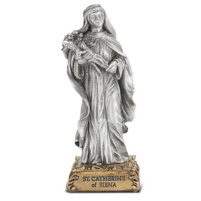 St. Catherine of Sienna- 4 1/2" Pewter Statue