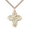 4-Way Medal, 14k Gold Filled w/Chain 24"